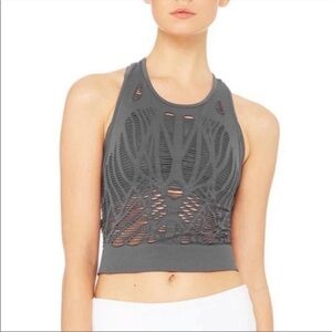 Alo Yoga Vixen Fitted Distressed Crop Top Size Large